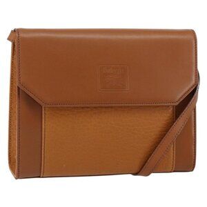 Authentic Burberrys Shoulder Bag Leather Gold Brown